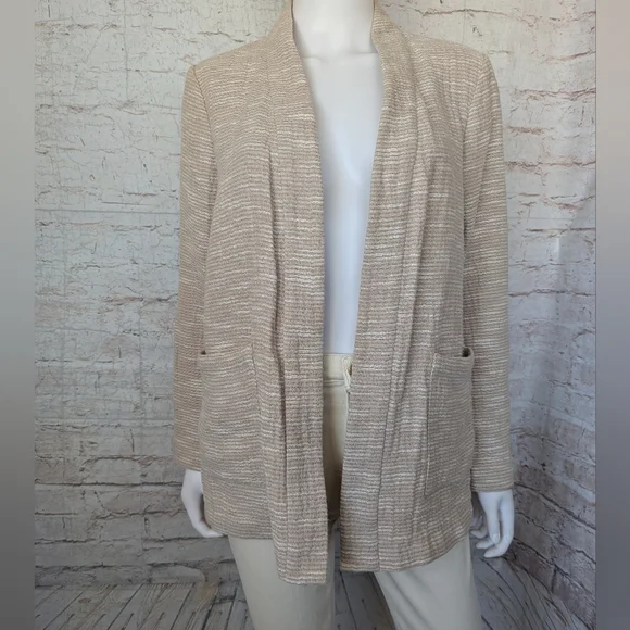 Eileen Fisher Rhythmic Cotton Slub Kimono Jacket in a natural beige color - Picture 6 of 13